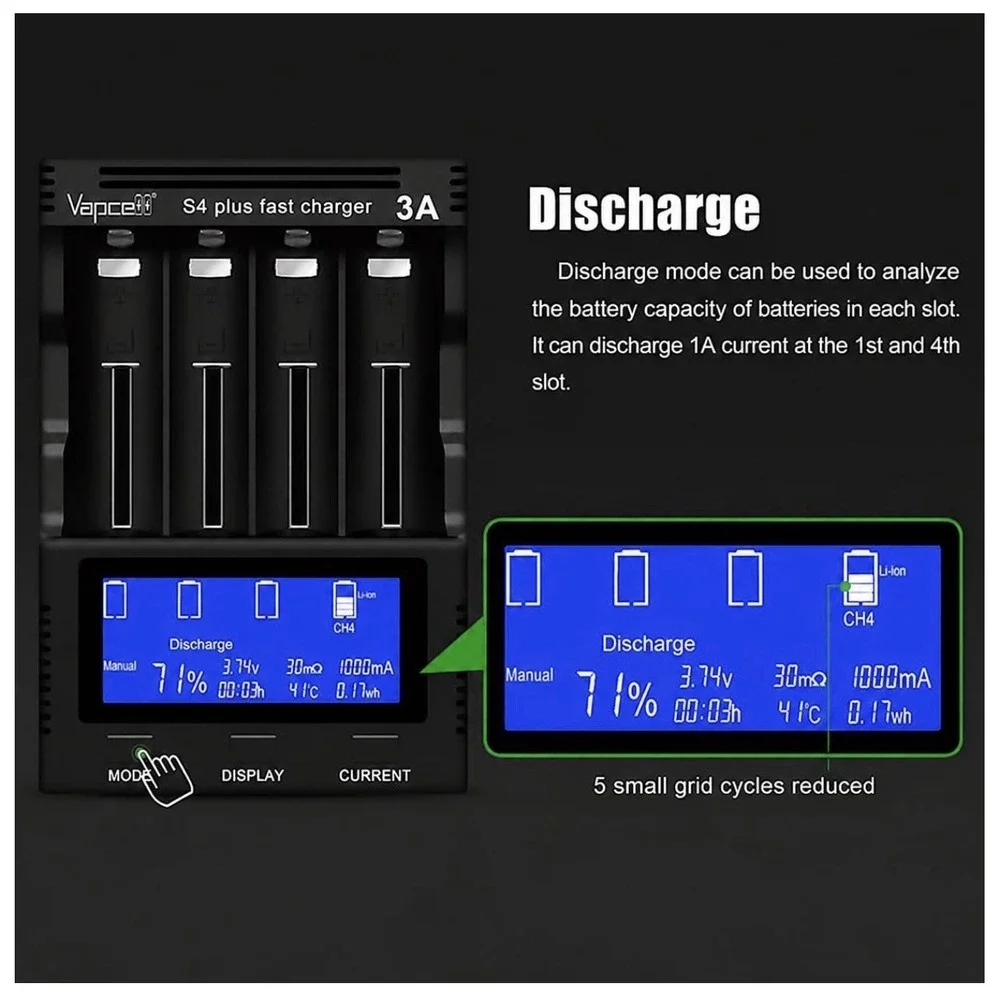 Battery Charger Universal 4 Bay Intelligent Quick Charger With LCD Display Indep